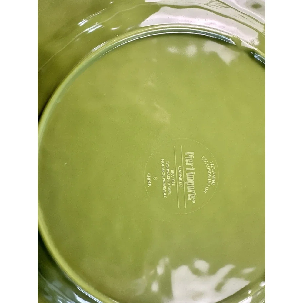 Pier 1 Carmelo Green Crackle Melamine Lunch or Salad Plates Set 4 8.75